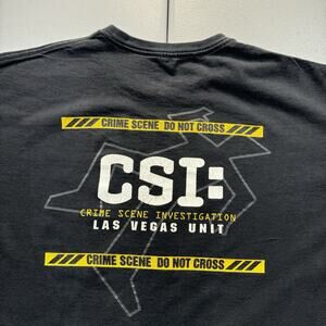Vintage Crime Scene Investigator Shirt‎ Mens XL Black Vegas Police CSI Y2K 2000s
